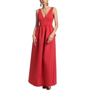Sachin & Babi Taffeta Cut Out Back A-Line Katrina Evening Gown Red Size 6 Dress